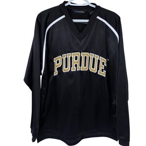 Y2K Purdue Glossy Long Sleeve Sweatshirt Mens XL Black College NCAA Embroidered